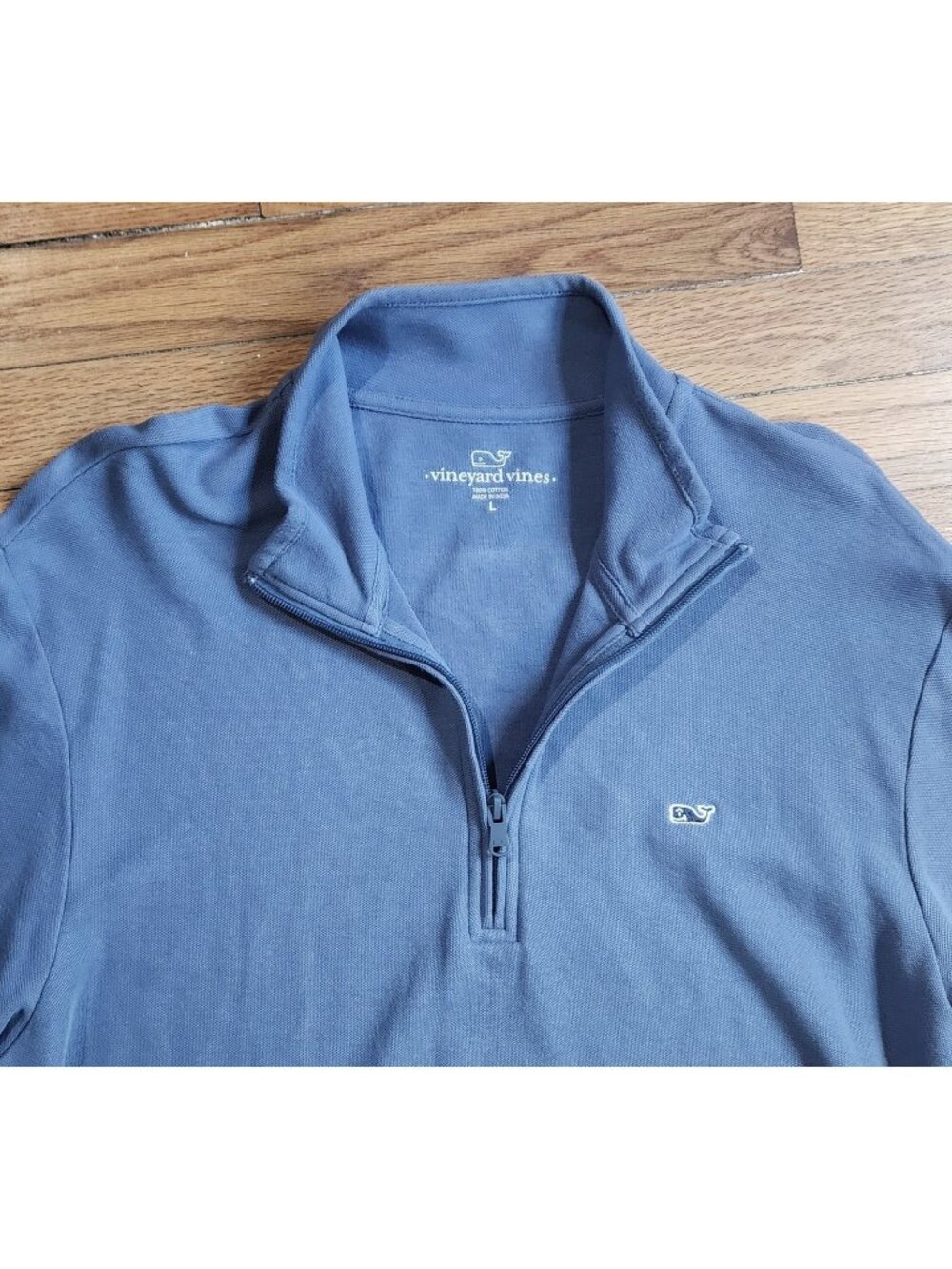 Vineyard Vines Zip Pullover Shirt Windbreaker Golf Size Large Whale Logo blue